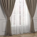 Brown Velvet Curtains With Sheer Layers And Elegant Pleats On White Wall Window