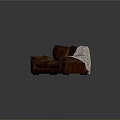 Cozy Brown Leather Sofa With White Blanket For Living Room Furniture