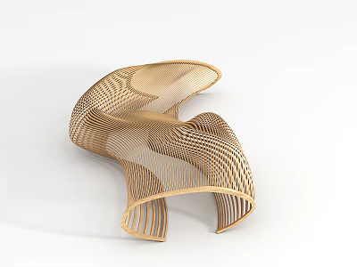 Modern Outdoor Chair With Woven Rattan Design And Curved Frame Structure 3d model