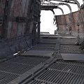 Rusted Metal Industrial Equipment With Grated Floor And Mechanical Frames