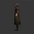 Game Movie Character 3D Model Wearing Gray Hat Long Coat Green Vest And Blue Shirt