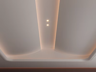 Modern Ceiling Design With LED Strip Lights And Recessed Lighting Fixtures 3d model