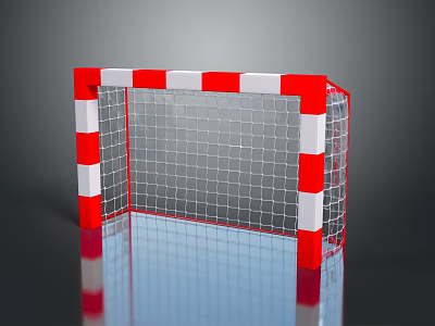 Sturdy Sports Equipment Football Goal With Red And White Frame And Net 3d model