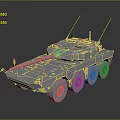 Modern Wheeled Armored Military Vehicle With Six Wheels Antennas And Metallic Finish