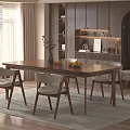 Modern Restaurant Interior Featuring Wooden Dining Table Chairs Vase And Open Concept Design