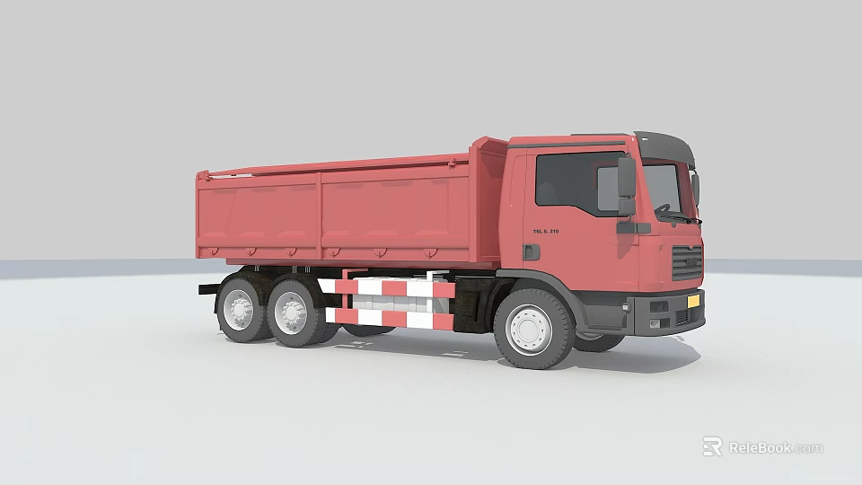 Red Dump Truck 3D Model With Cab Bed And Wheels Design 3d model