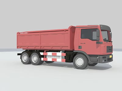 Red Dump Truck 3D Model With Cab Bed And Wheels Design 3d model
