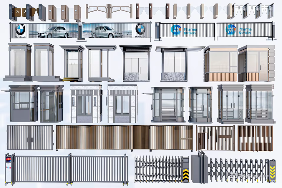 Modern Entrance Gates With Various Styles Materials And Designs For Home 3d model 