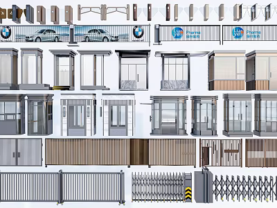 Modern Entrance Gates With Various Styles Materials And Designs For Home 3d model