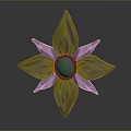 Gray Decorative Flower Sculpture With Petals And Circular Center On Dark Background