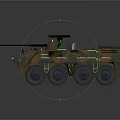 Military Armored Vehicle With Camouflage Paint Turret Machine Gun And Six Wheel Design