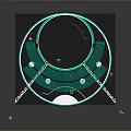 Indoor Exhibition Interior With Circular Structure Teal Band And POLAR Logo