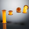 Yellow Industrial Pipe Fittings Including Straight Elbow and Flanged Components for Mechanical Use