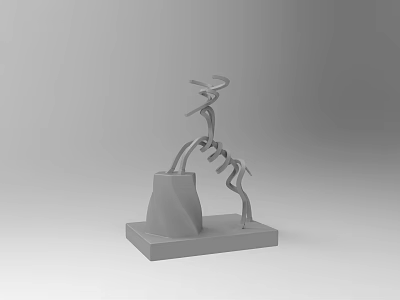 Abstract Metal Sculpture Artistic Carving With Unique Shape And Modern Base Stand 3d model