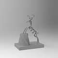 Abstract Metal Sculpture Artistic Carving With Unique Shape And Modern Base Stand