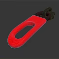 Red And Black Elongated Tool With Glossy Finish And Reflective Surface