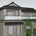 New Chinese style single-family villa rest on the top of the mountain Song style single-family villa courtyard 3d model