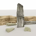 Natural Stone Blocks and Wooden Planks for Garden Landscape Decorative Elements