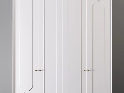 Modern White Wardrobe Design With Paneled Doors And Minimalist Handles 3d model