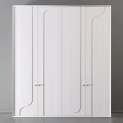 Modern White Wardrobe Design With Paneled Doors And Minimalist Handles 3d model