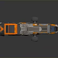 Futuristic Sci Fi Vehicle with Orange Gray White Exterior Streamlined Design Cockpit And Mechanical Parts
