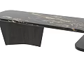 Modern Dining Table With Black And Gold Marble Tabletop And Unique Dark Base 3d model