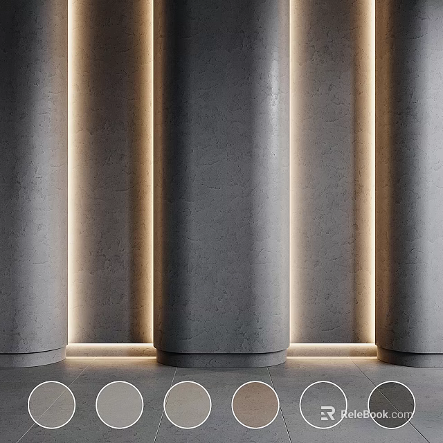 Gray Cylindrical Components With Embedded Lighting And Textured Surface In Modern Interior 3d model 