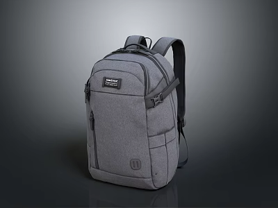 Gray Modern Backpack With Multiple Pockets And Adjustable Shoulder Straps 3d model