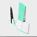Green And White Plastic Structural Part With Holes And Connections