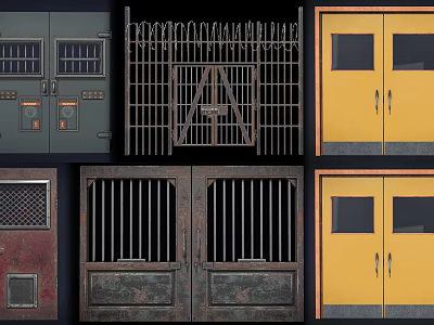 Various Doors With Different Designs Materials And Styles For Home Or Industrial Use 3d model
