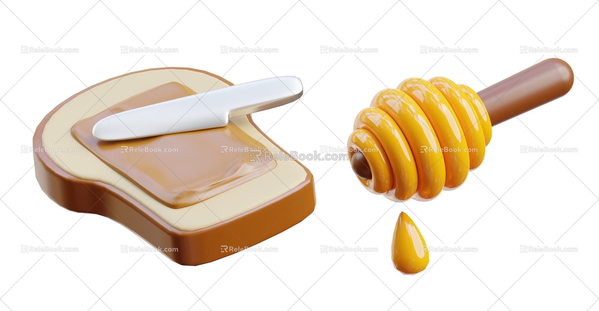 Modern Bread Honey Cartoon Bread Cartoon Bread Cartoon Food 3d model