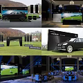 Mercedes Benz Car Display Event With Outdoor Stage And Indoor Venue Setup