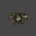 Ornate Knight Armor With Golden Black Decoration On Wooden Display Base