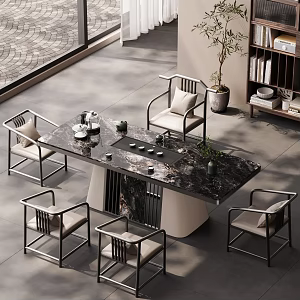 Minimalist Tea Room Tea Table and Chair 3d model