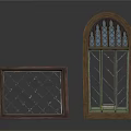 Vintage Square And Arched Wooden Windows With Diamond Lattice Design