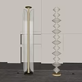Modern Floor Lamps With Transparent Glass Columns And White Folding Shades In Minimalist Interior