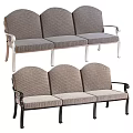 Three Seater Fabric Sofa With Silver And Black Metal Frame Textured Upholstery