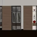 Modern Wardrobe Combination Design With Glass Doors Wooden Panels And Internal Storage Solutions