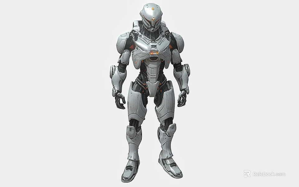 Intelligent Humanoid Robotic Machine With Metallic Armor And Mechanical Structure 3d model 