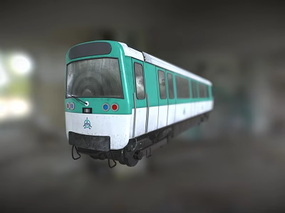 Green And White Train With Front Logo Red Green Lights And Windows 3d model