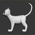 White Cat with Blue Eyes in Standing Pose as 3D Model on Dark Background