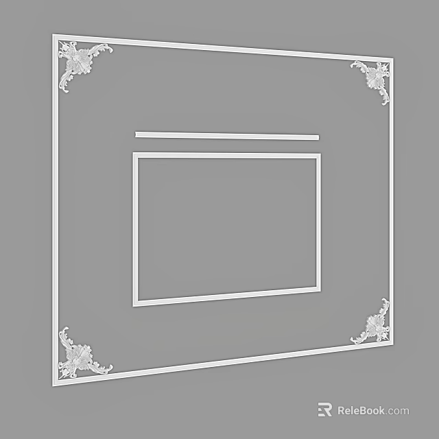 Gypsum Cornice Interior Design With Ornate Corner Patterns And Rectangular Frame 3d model 