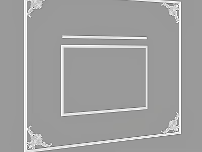 Gypsum Cornice Interior Design With Ornate Corner Patterns And Rectangular Frame 3d model
