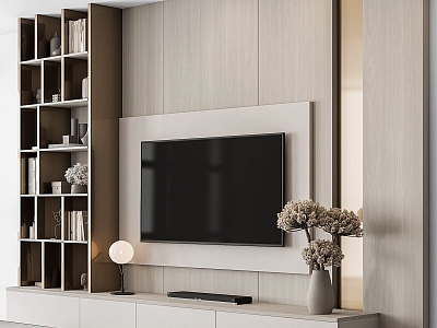 Modern TV background wall decoration display panel area 3d model