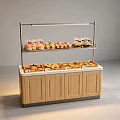 Wooden Two Tier Display Shelf With Pastries Sushi And Food Items