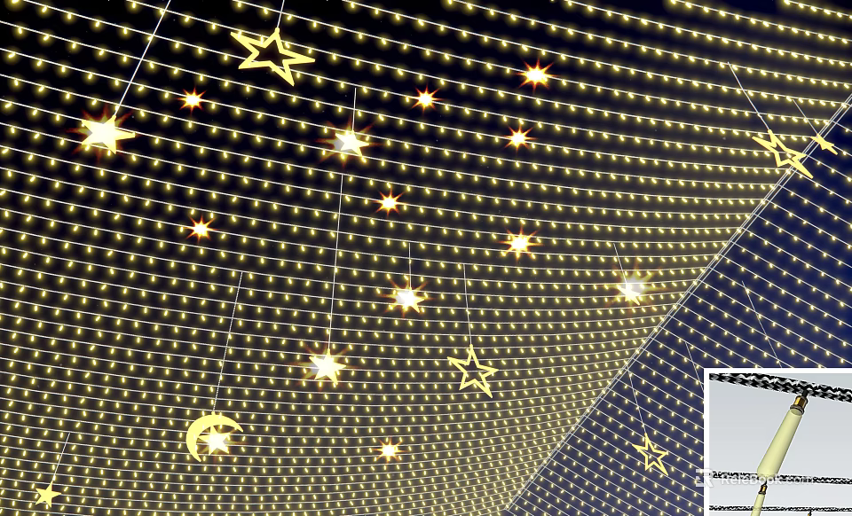 Grid Pattern Decorative Lights With Star And Moon Shapes For Ceiling Decoration 3d model