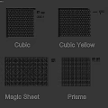 Cubic Tiles Featuring Geometric Patterns And Color Variations In Yellow Gray Blue Brown