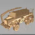 Bronze Colored Military Engineering Vehicle With Six Wheels Mechanical Arm And Antennas