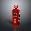 Vintage Red Gas Pump With GAS Sign Regular Label And Fuel Nozzle