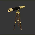 Telescope for Viewing Scenic Landscapes with Black Gold Design and Brown Tripod